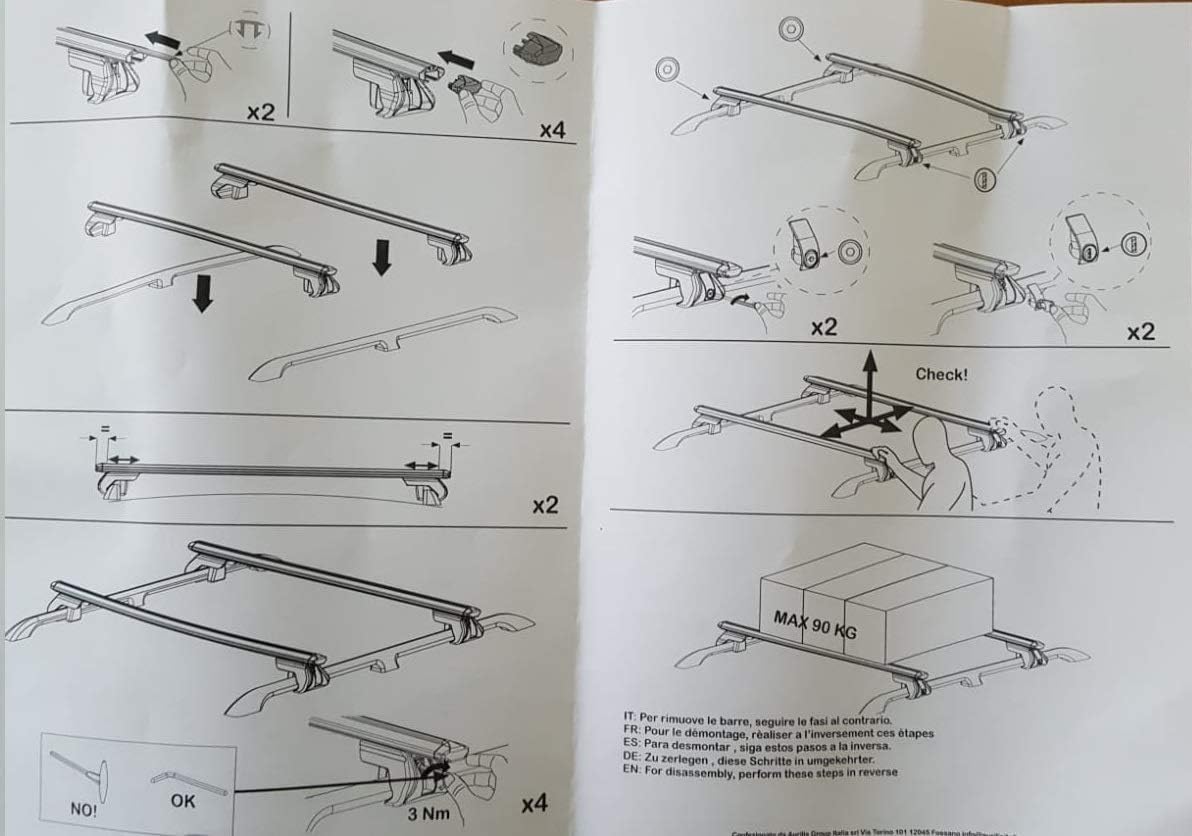 Barre portapacchi portatutto universali 135cm per auto con rails integrati aperti con serratura antifurto