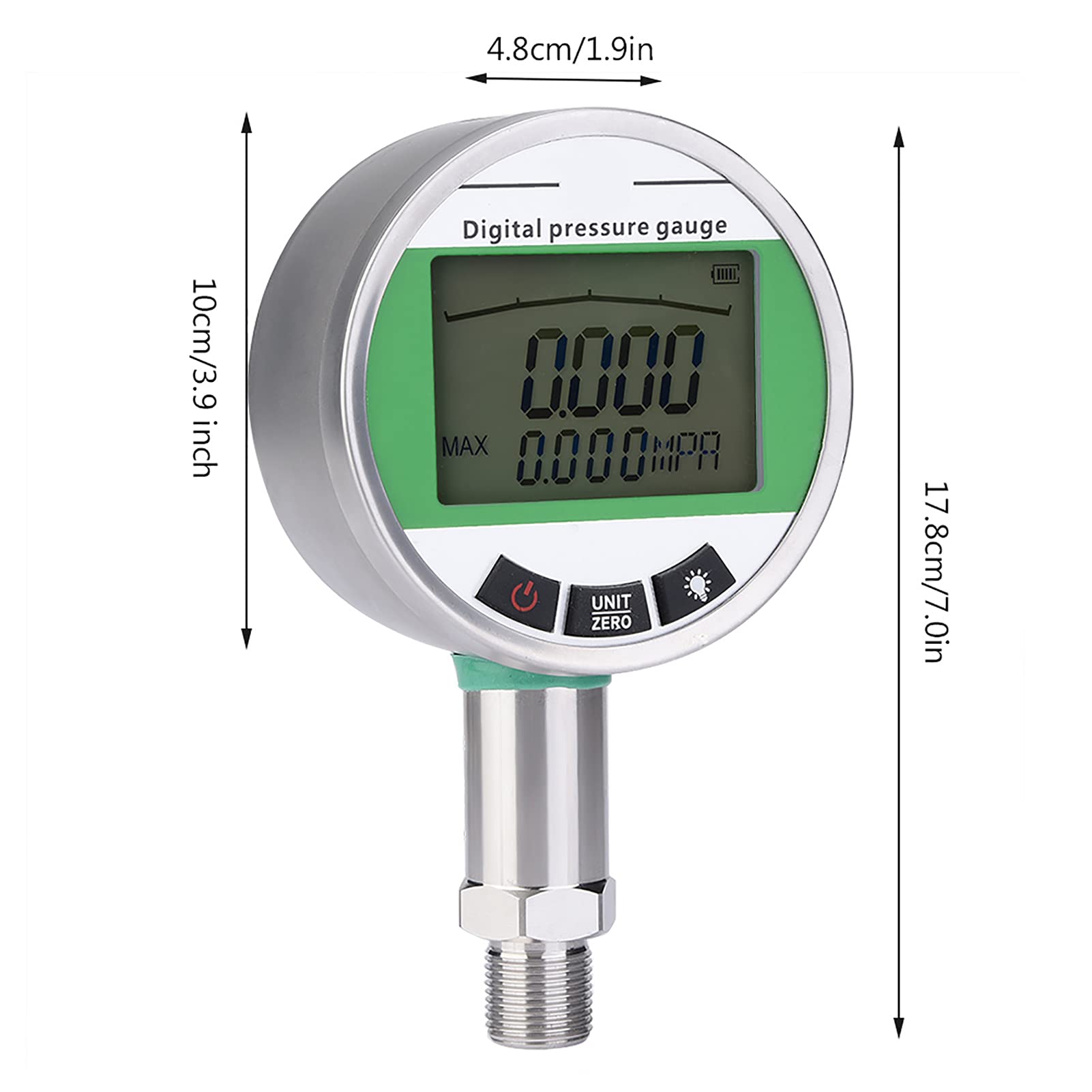 Manómetro digital de medición de presión medidor de presión digital de presión hidráulica indicador de presión de transmisión remota para gas aceite agua con conector 0-1.6MPA M20 x 1,5 mm