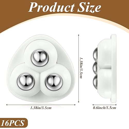 Miniatura 2 de Honoson 16 ruedas giratorias autoadhesivas, mini ruedas giratorias de acero inoxidable, rueda universal de rotación de 360 grados, polea adhesiva