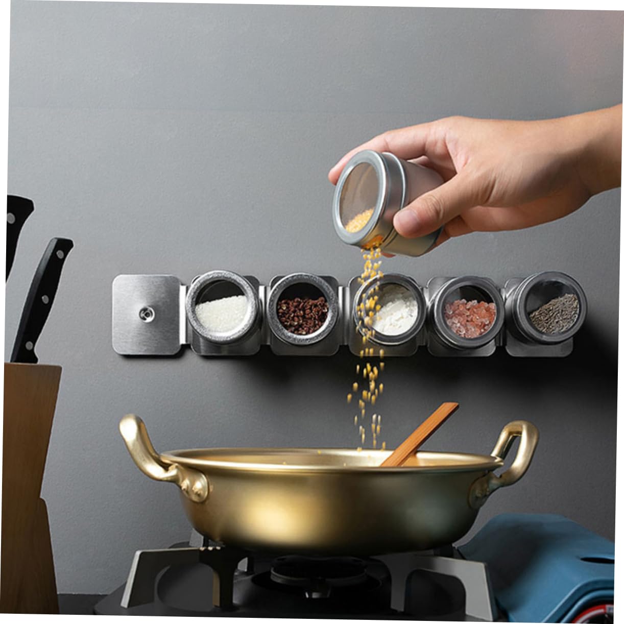 Pots à Épices Magnétiques 8 Pièces en Acier Inoxydable