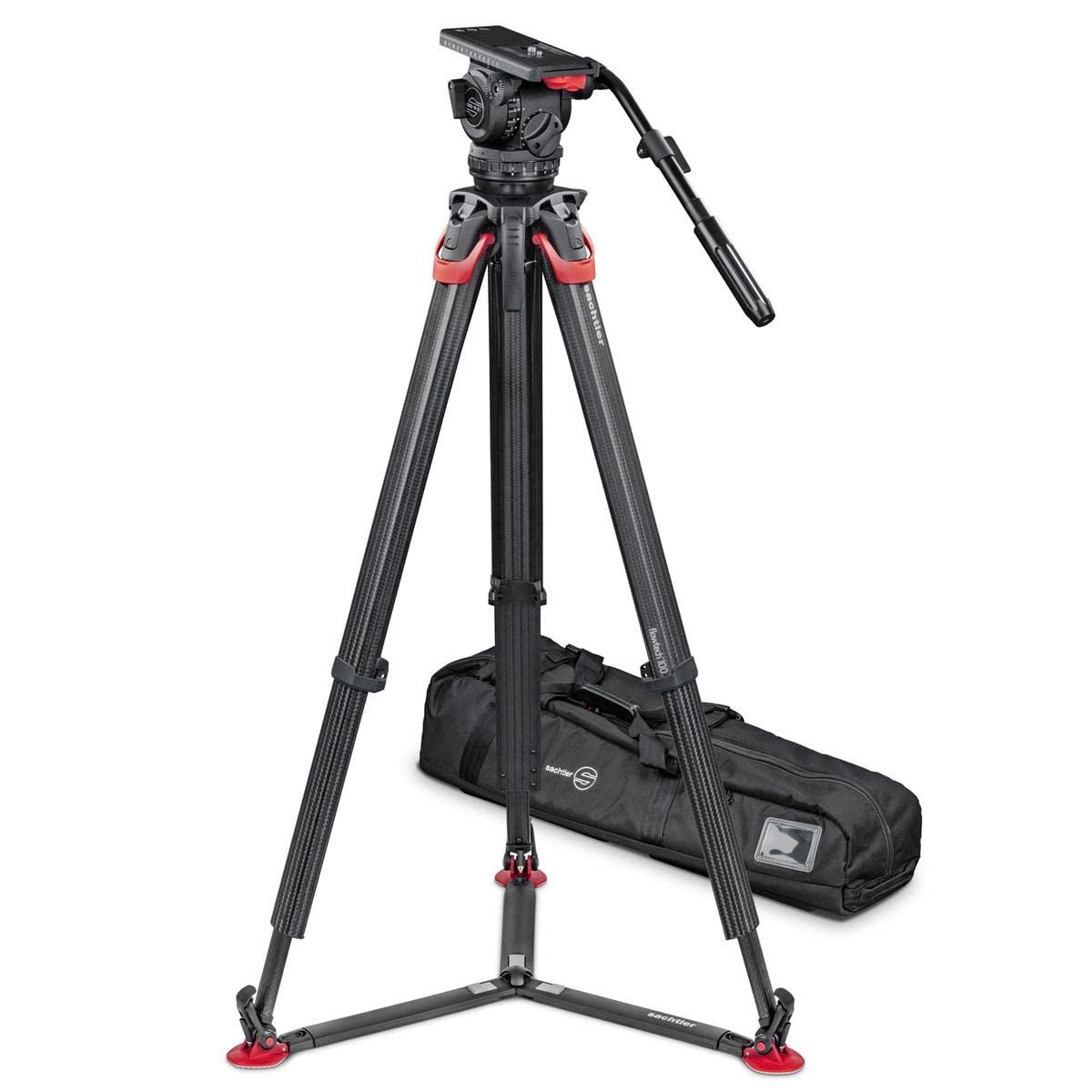 Video 18 Fluid Head with flowtech 100 3-Section Carbon Fiber Tripod Ground Spreader