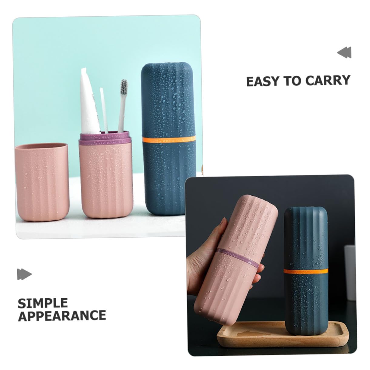 9 Piezas Tazas para Cepillos de Dientes de Viaje Plástico Reutilizable Diseño Minimalista Rosa y Azul Estuche Compacto para Almacenamiento y Enjuague para Uso Familiar y Viajes