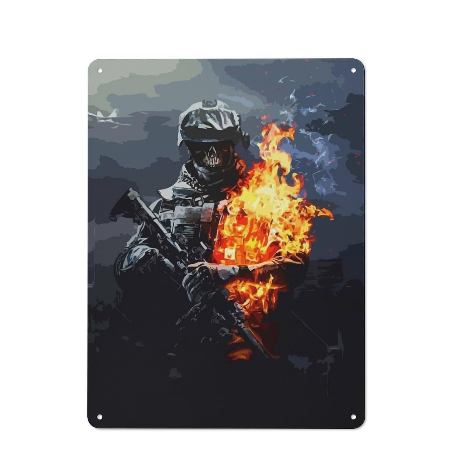 Junmoney Battlefield For Hobby Room Or Studio, Rustic Metal Sign 40X30cm, For Creative Interior Collectors Refreshing A Room In Autumn