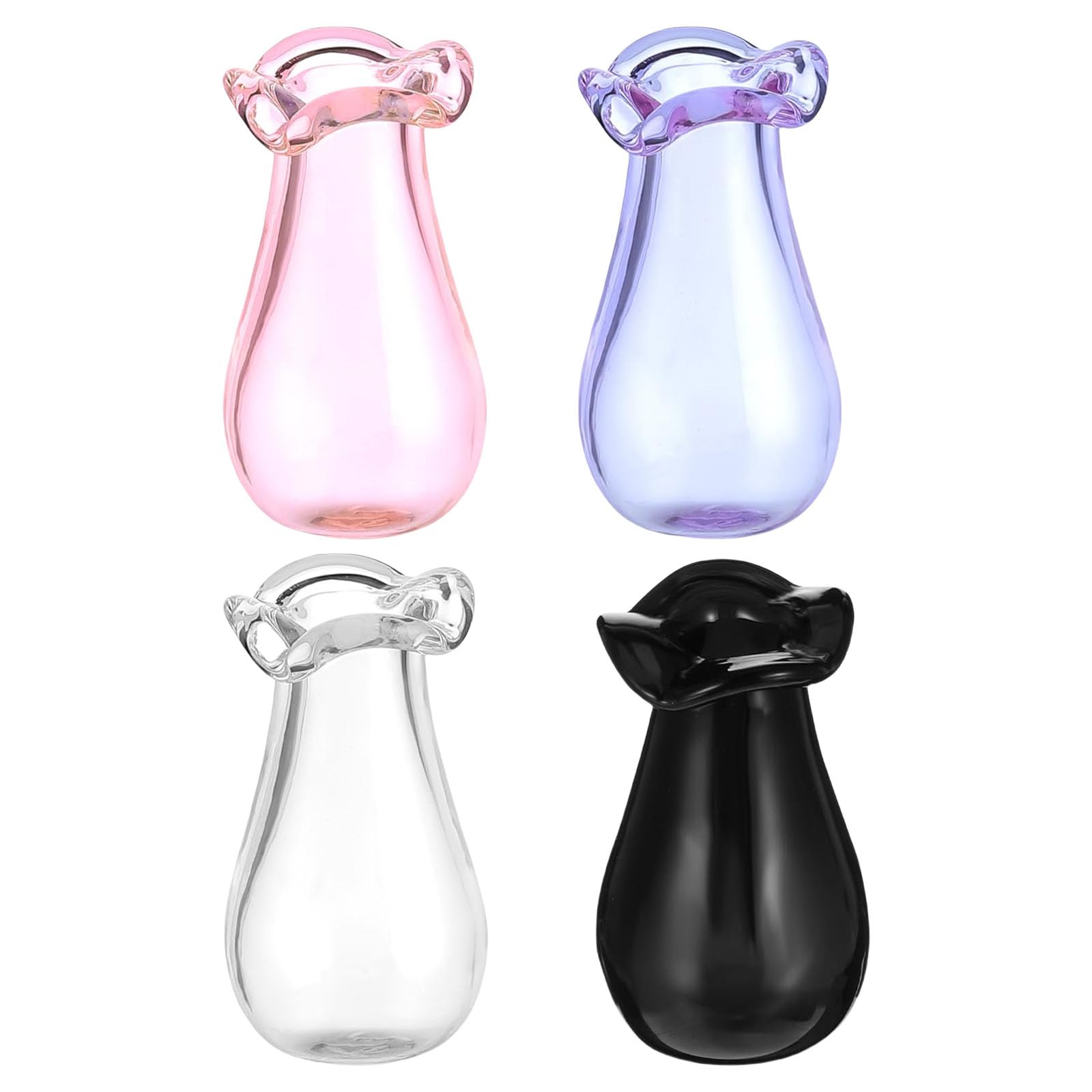 Qusinfc Multicolor Pack Of 4 Miniature Glass Vases Cats Beard Holder Tiny Jars For Flowers And Home Decoration Tiny Flower Vases