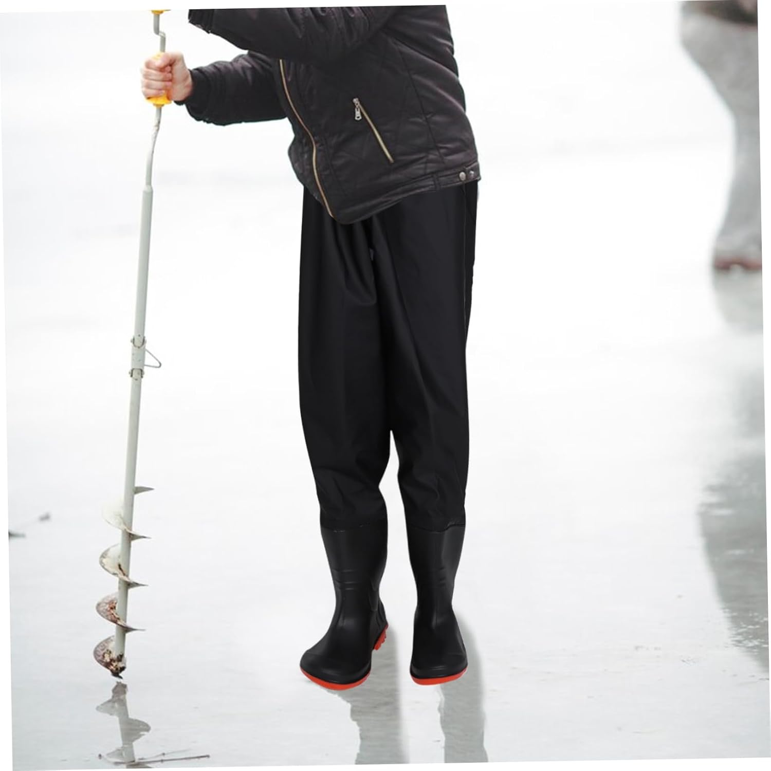 Kisangel 1set Men Wading Pants PVC Fishing Waders Skid Boots for Fishing Hunting and Outdoor Activities High-Performance Water Pants Black