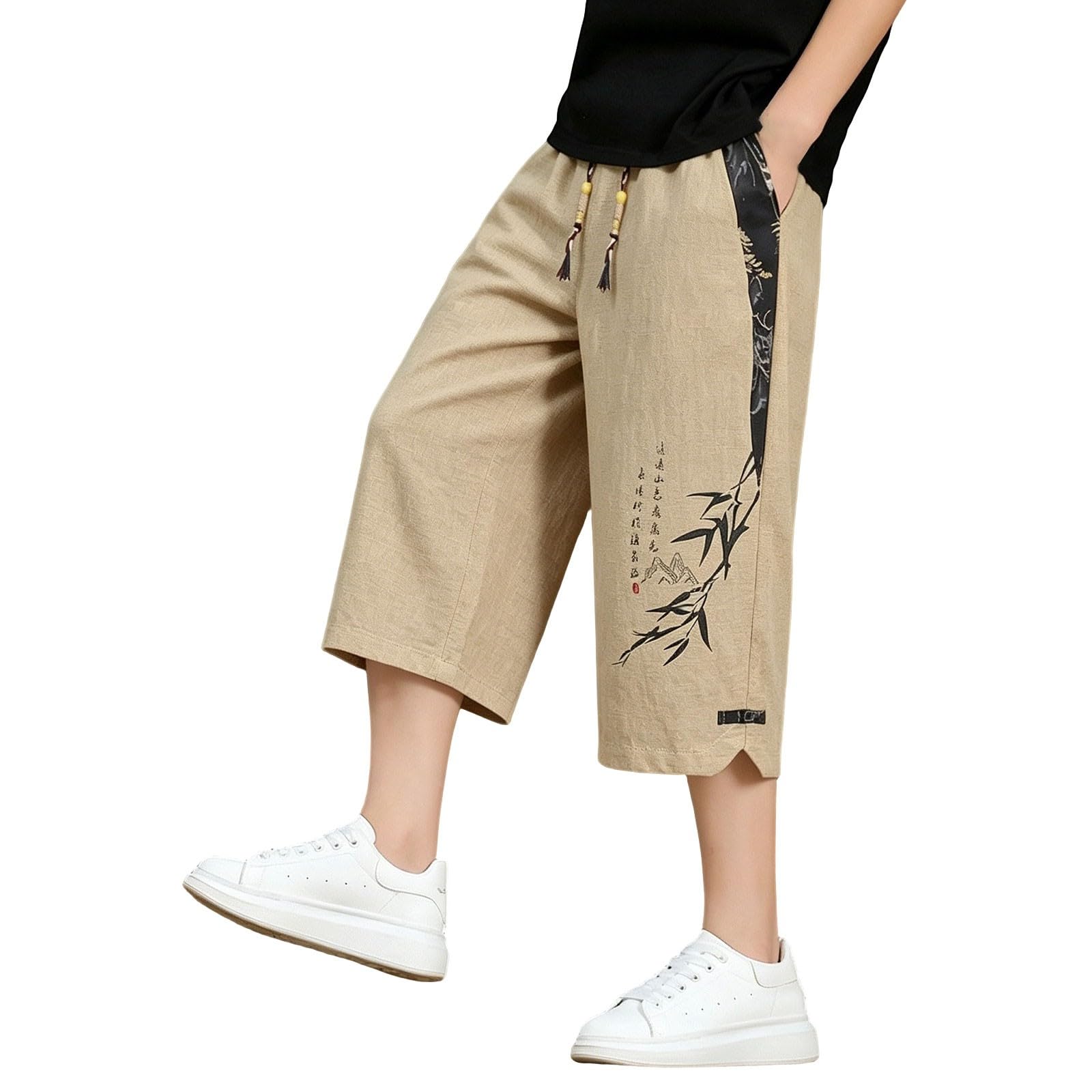 Freizeithose Herren Losse Fit Stretch : 3/4 Hose Japanischen