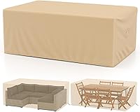 Vista 10 de GOFLAME Funda para sofá de patio de 2 plazas, funda resistente para sofá de exteriores, con rejillas de ventilación, asa y hebilla, resistente al