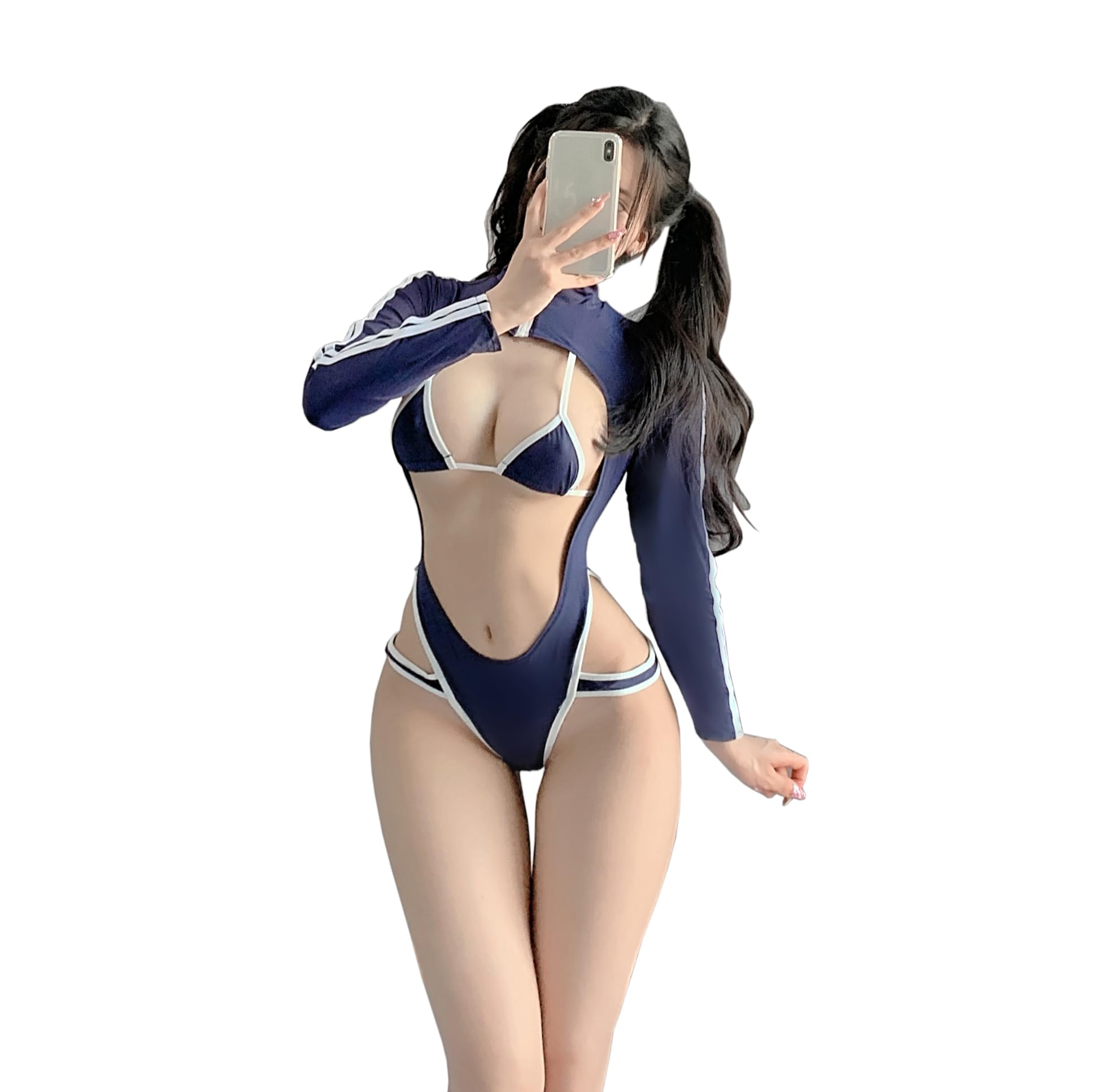 SINROYEE Lingerie feminina sexy para cosplay vazada no peito baixo, macacão  gótico urbano, anime, camisola roupa íntima