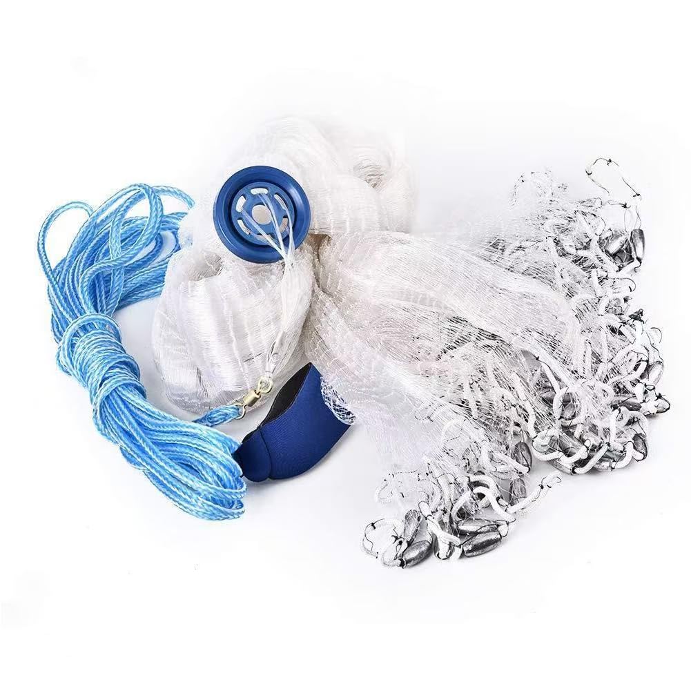 Lawaia Angelnetze Fischernetz Wurfnetz Nylon Monofilament Handwurf Angeln Mesh American Style Falle Net Köderfalle Angelzubehör 1,2-3,6 m Radius