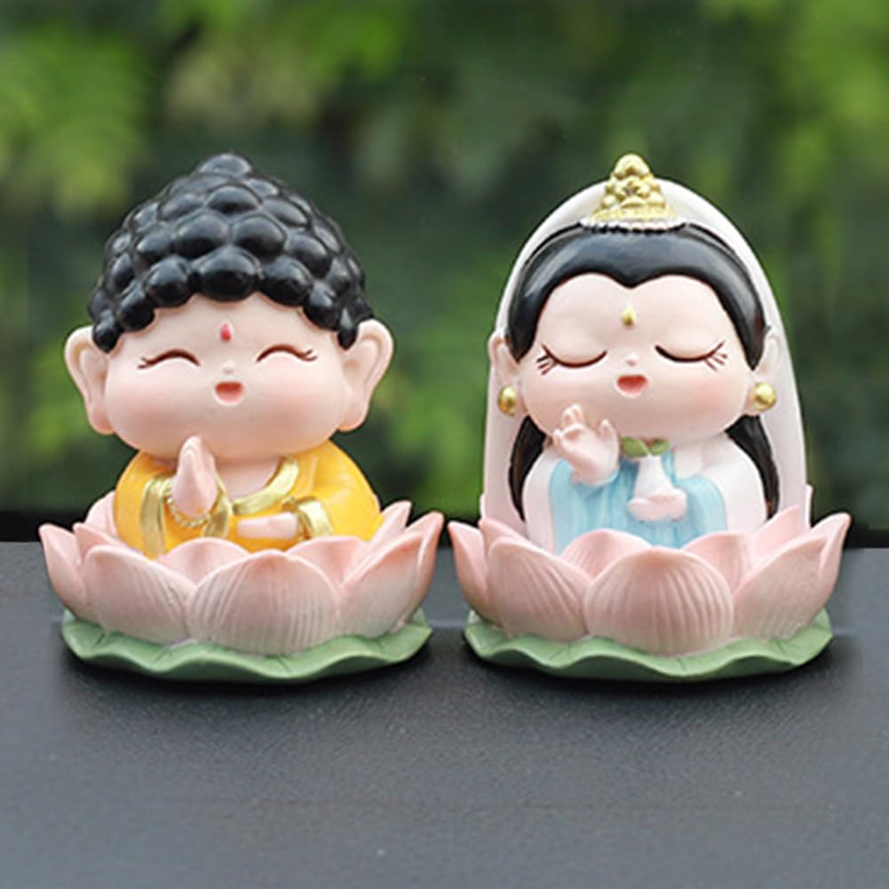Amazon｜YUYAKESHI ミニ 可愛い 観音像 釈迦 お釈迦様 樹脂 インテリア 