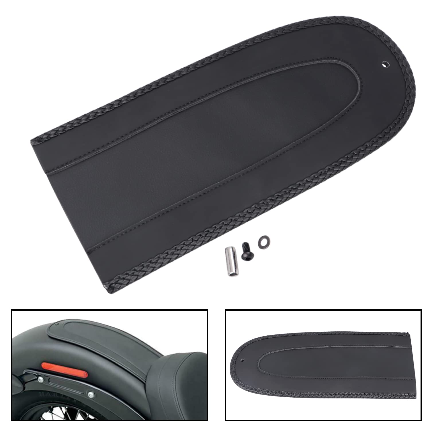 Amazon | XMMT リアフェンダービブ ブラックレザー ソロシートカバー