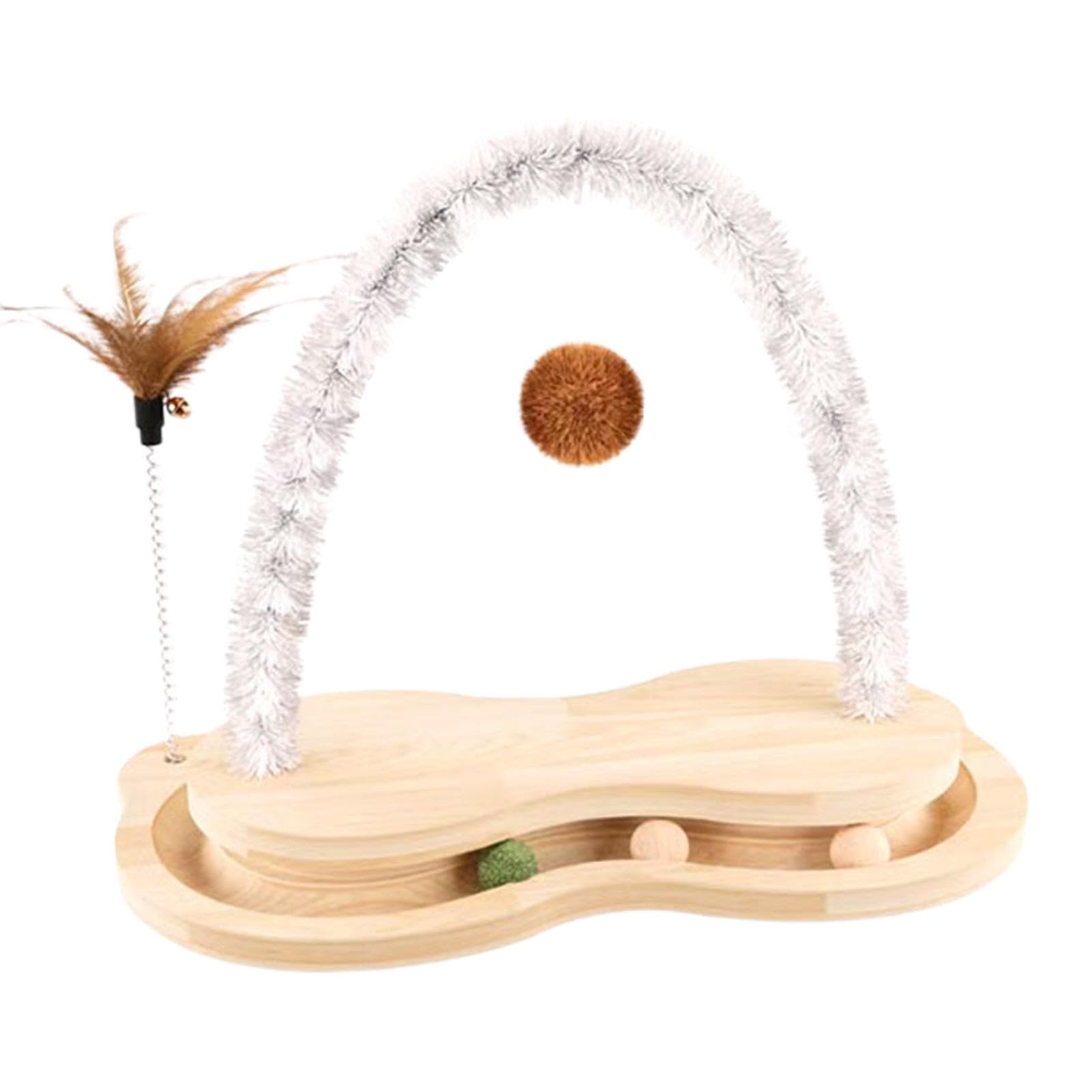 Grattoir chat carton arc 39x19x36cm avec circuit de balle pour jeu