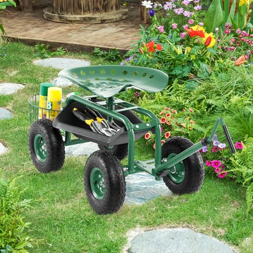 Toolsempire Rolling Garden Seat, Garden Stool with...