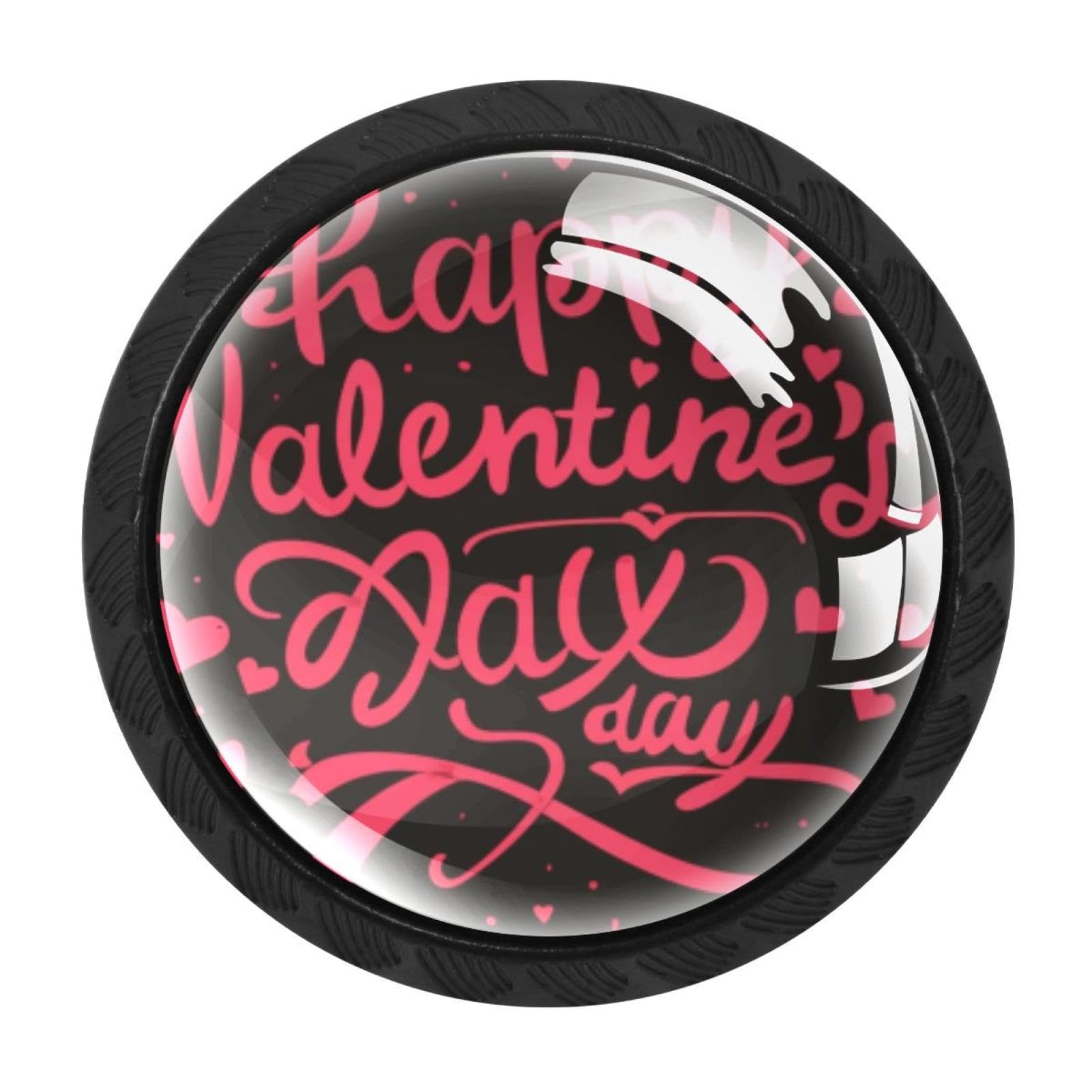Chenzzzz Multicolored 05 4 Pack Black Valentine's Day Font Cabinet Pulls With Screws, Kitchen Cabinet Knobs Hardware