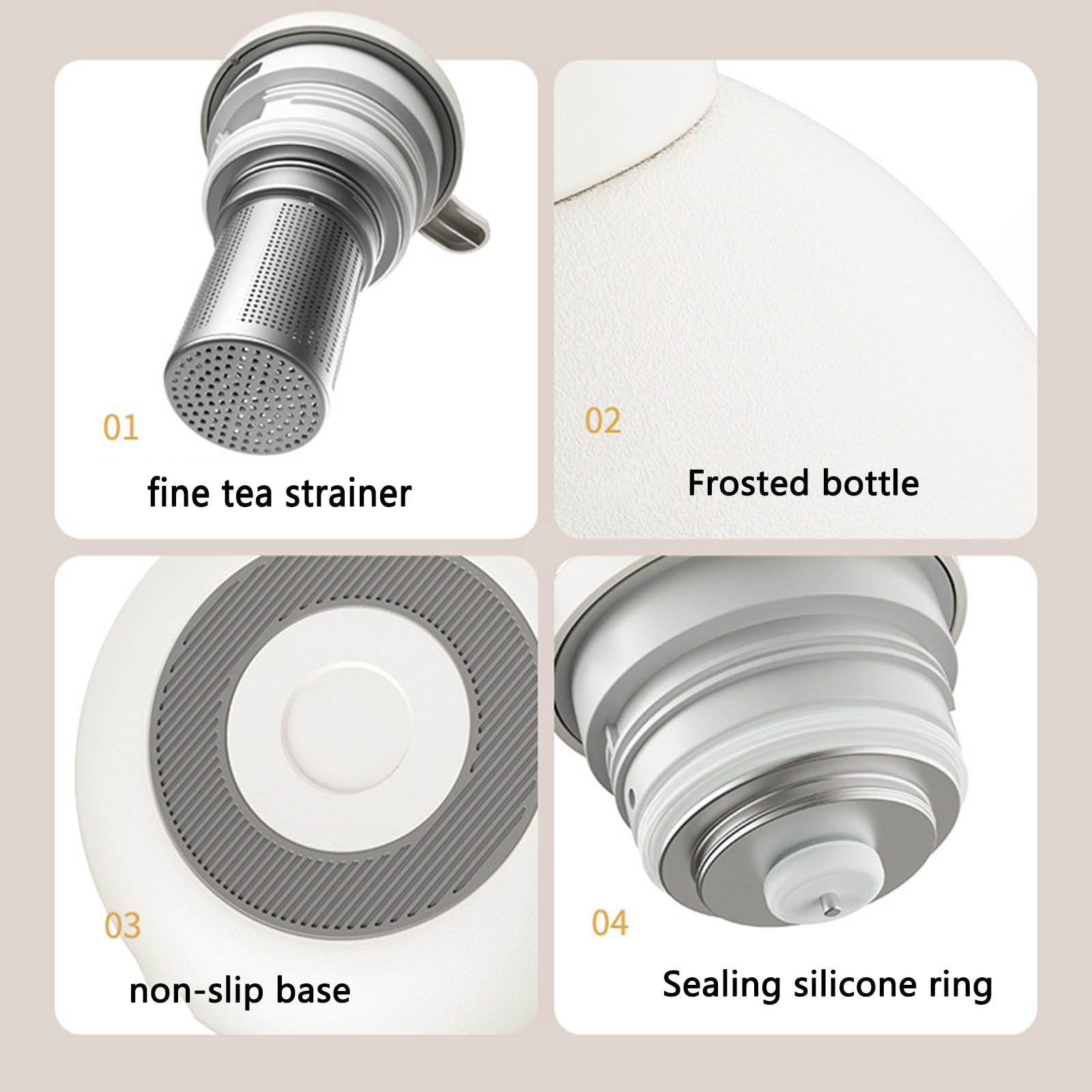 Mug Isotherme Gourde Gourde Isotherme Bouteille Isotherme Flasques Inox Café Sport Carafe Séparation Du Thé Ménager (1L,White)