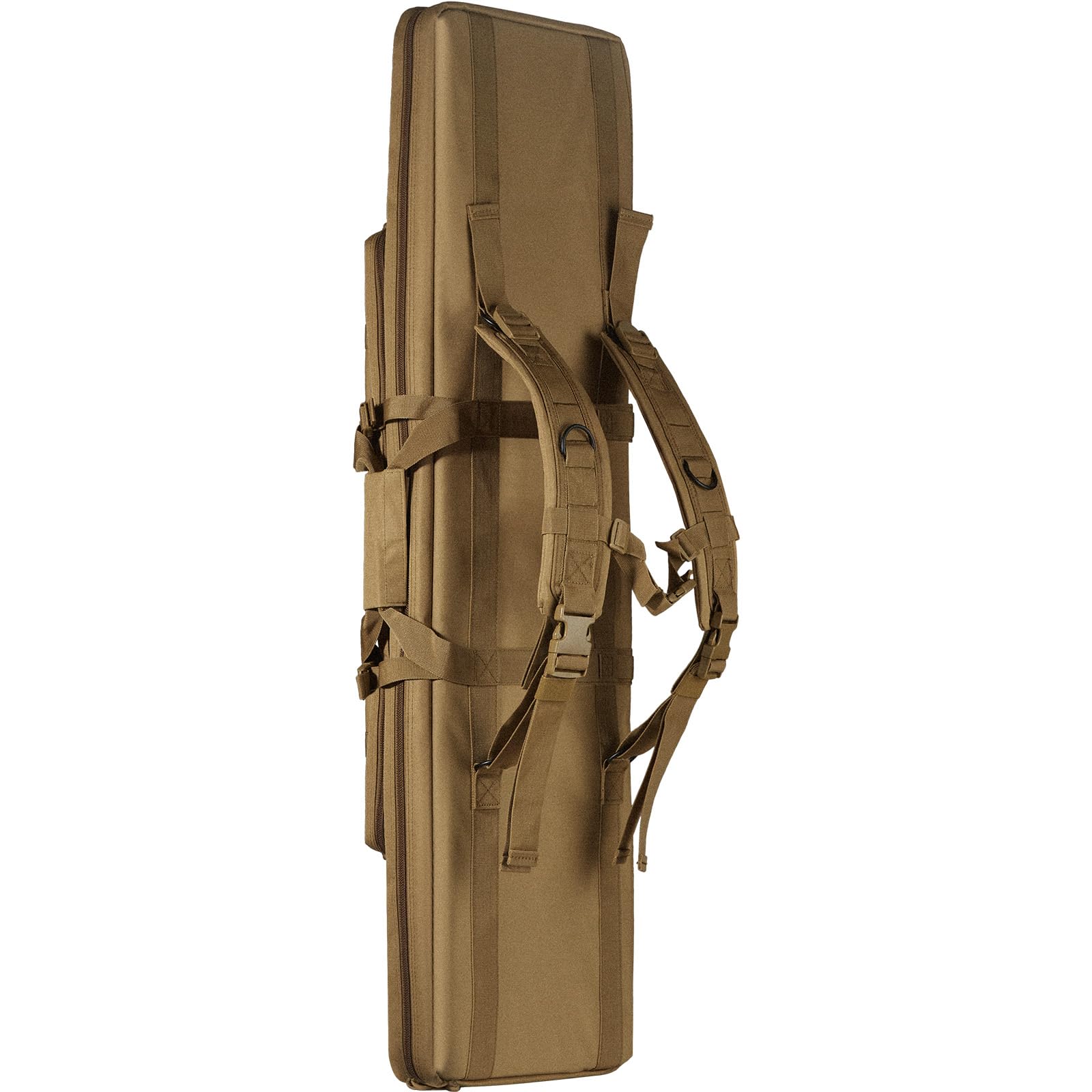 VEVOR Estuche para Rifle Bolsa Táctica Larga para Transporte de Armas 107cm con Sistema MOLLE Funda para Rifle con Correa para Hombro Cremallera con Cerradura para 2 Rifles 102cm y 2 Pistolas, Marrón