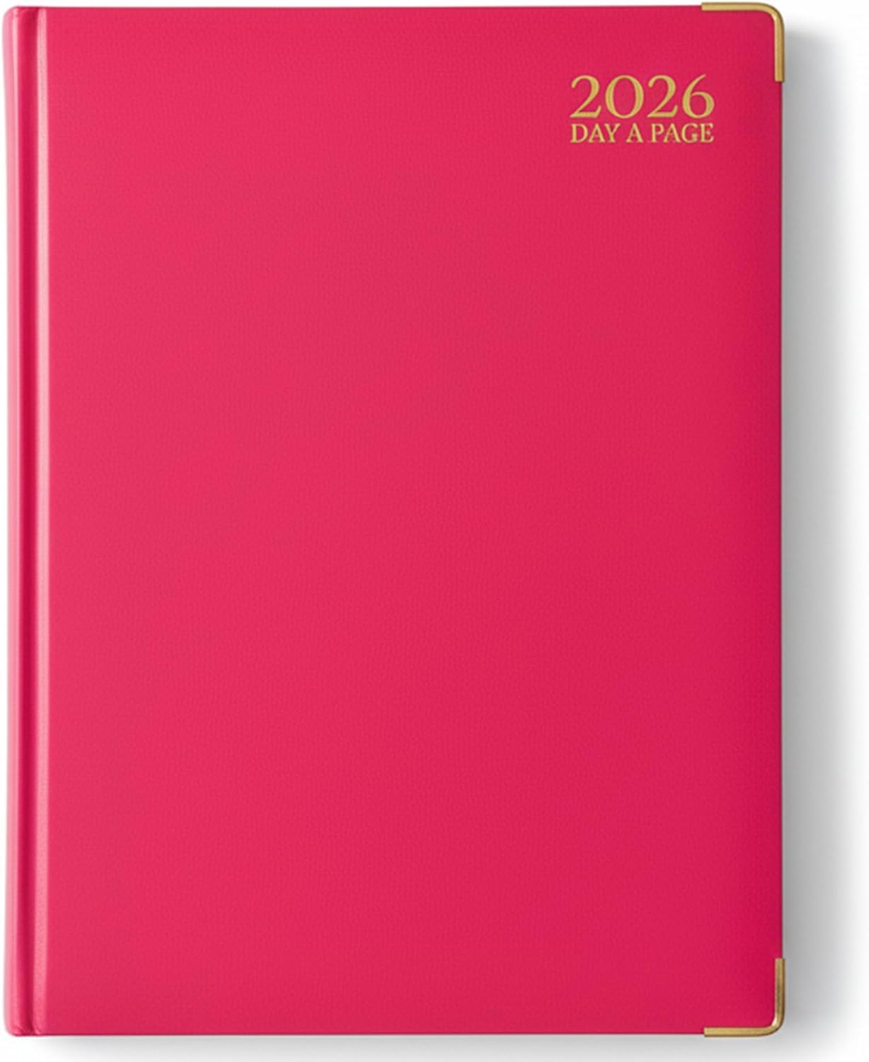 AIBULO 2026 A4 Day a Page Diary, Pink Hardback Daily Planner with UK Holidays, Notes, Contacts, and International Info, Large A4 Daily Organizer for Students, Teachers, and Professionals