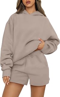 Womens 2 Piece Outfits Oversized Hoodies Sweatsuit Lounge Sets Casual Sweat Shorts Fall Fashion Clothes
