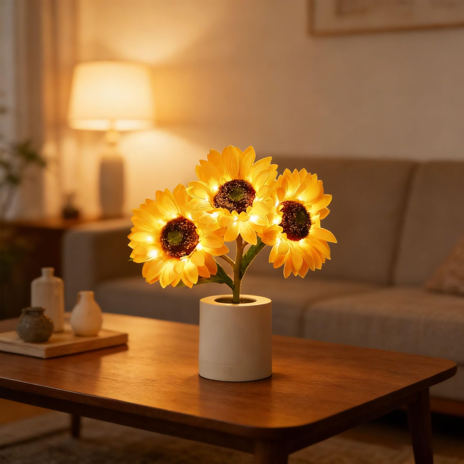 Shimmering Sunflower Lamp, Twinkling Tree Sunflower Lamp with 3 Warm LED Lights & 3-Level Dimming, Realistic USB Night Light for Home Decor, Mothers Day, Valentine‘s Day (#A,1 Pc)