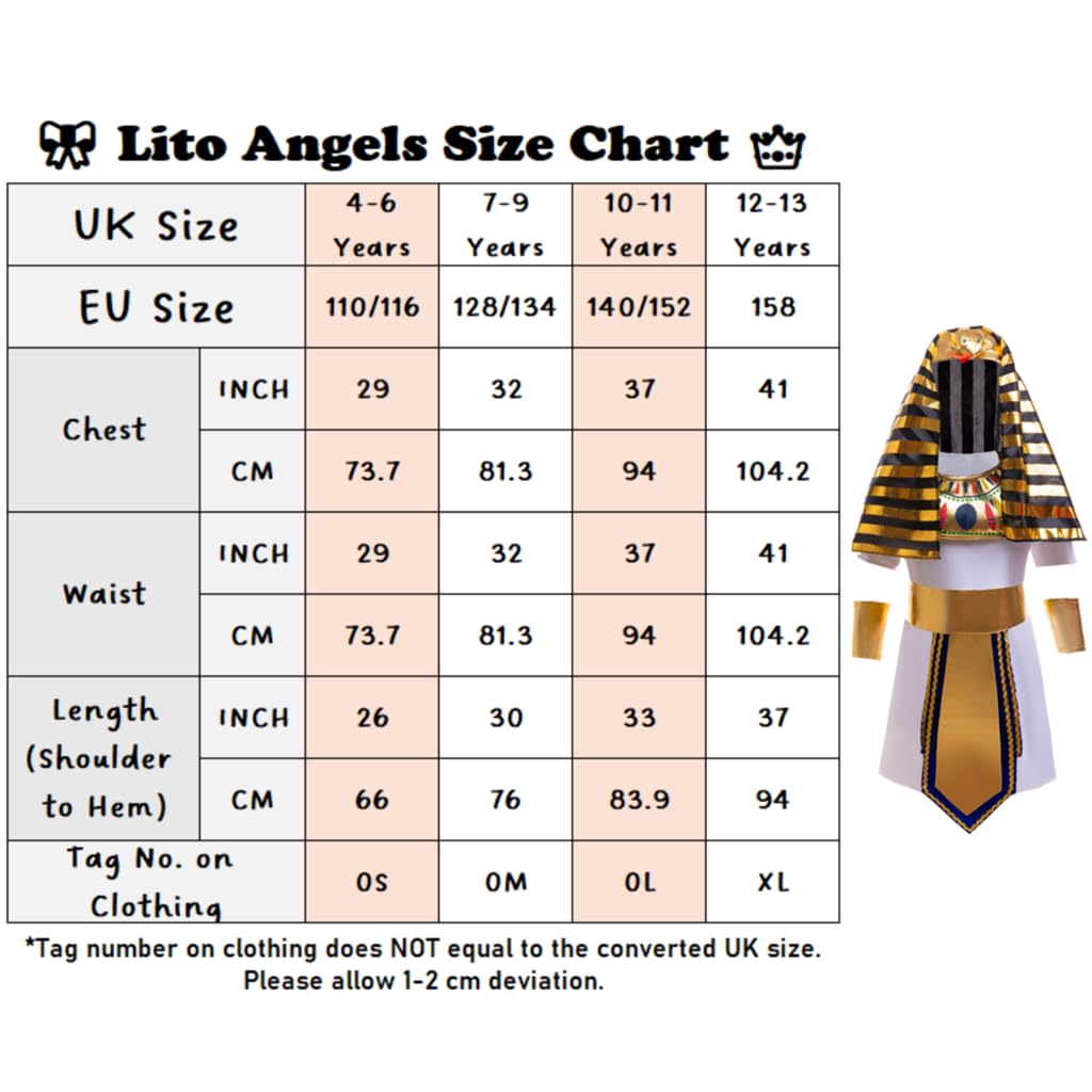 Lito Angels Costume da Faraone Egiziano per Bambino, 4-13 Anni