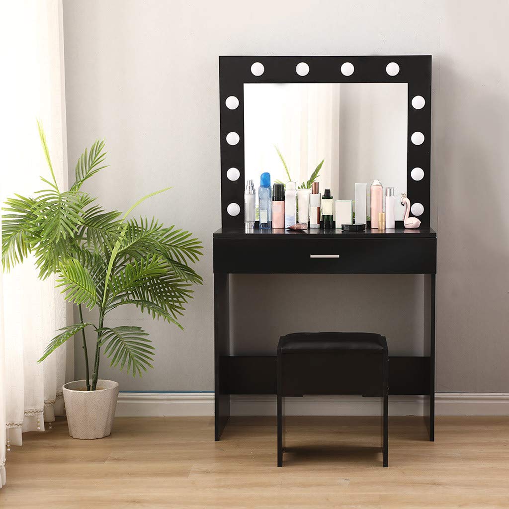 Riforla Vanity Set with Lighted Mirror, Makeup Vanity Dressing Table