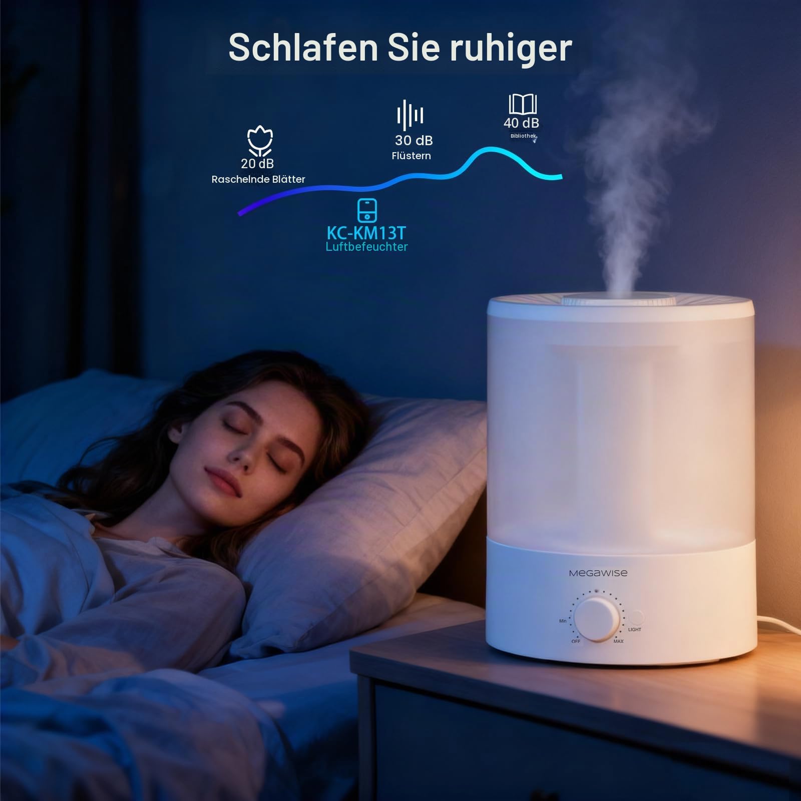 MEGAWISE Luftbefeuchter 3,5L, 2er Pack, Top-Fill Ultraschall-Kaltnebel mit großer Öffnung, leise für Schlafzimmer, Babyzimmer, Kinderzimmer & Büro
