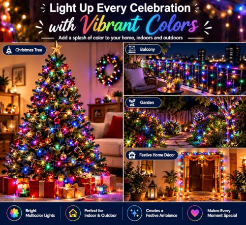 Image of Quace 36 Ft Multicolor LED Pixel String Lights | 360 Decorative Copper Wire Fairy Lights for Diwali, Christmas, Wedding, Party & Home Decor | Bright Serial LED Lighting | Pack of 10