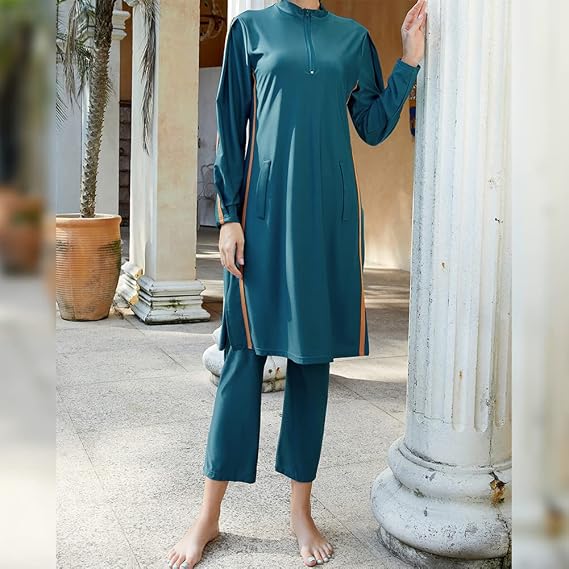 Muslim Swimsuits for Women Long Sleeve Modest Swimwear Islamic Arabic Costume Hijab Burkini Full Cover Floral Bathing Suit