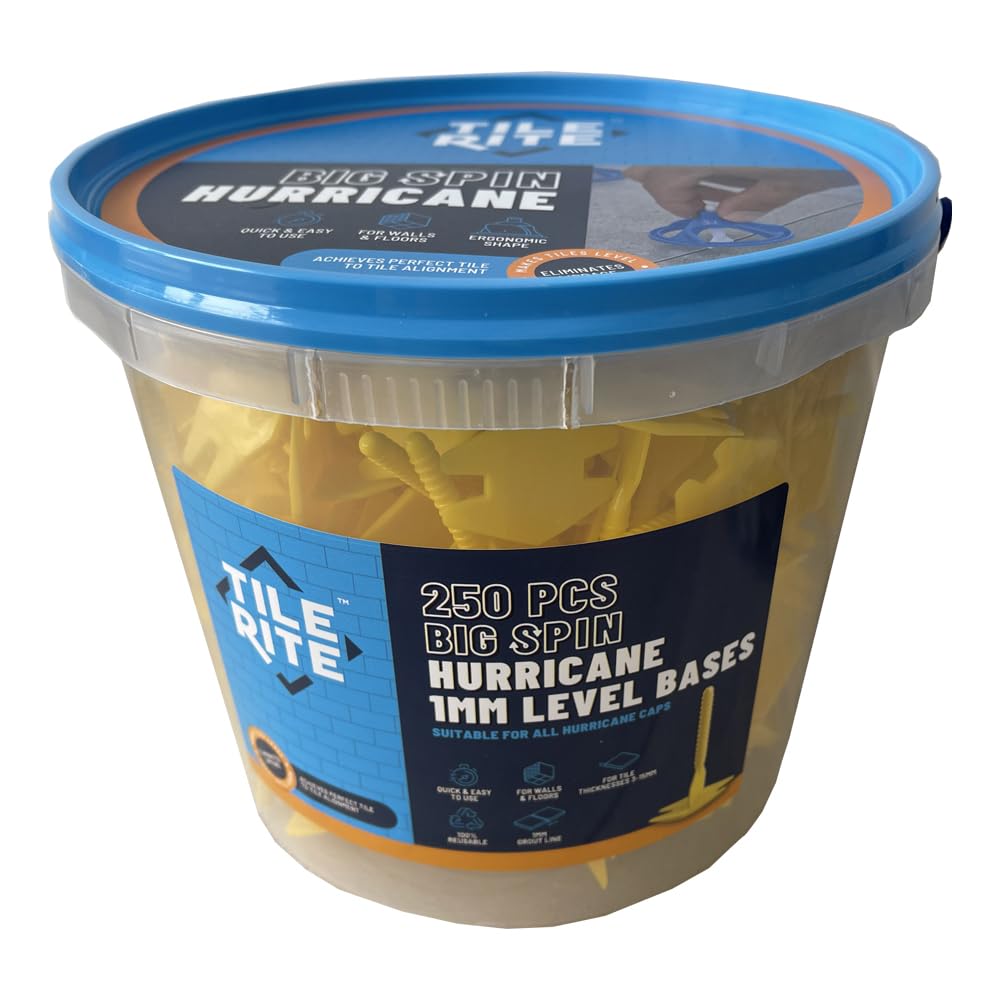 Tile Rite Bshb172 Big Spin Hurricane Standard Height Level Bases For Tiles 3-15Mm Thick, 1Mm, Box Of 250 Pcs