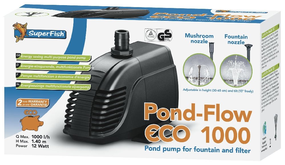 SuperFish 676015/2800 Pond Flow eco 1000 Pompe pour Fontaine