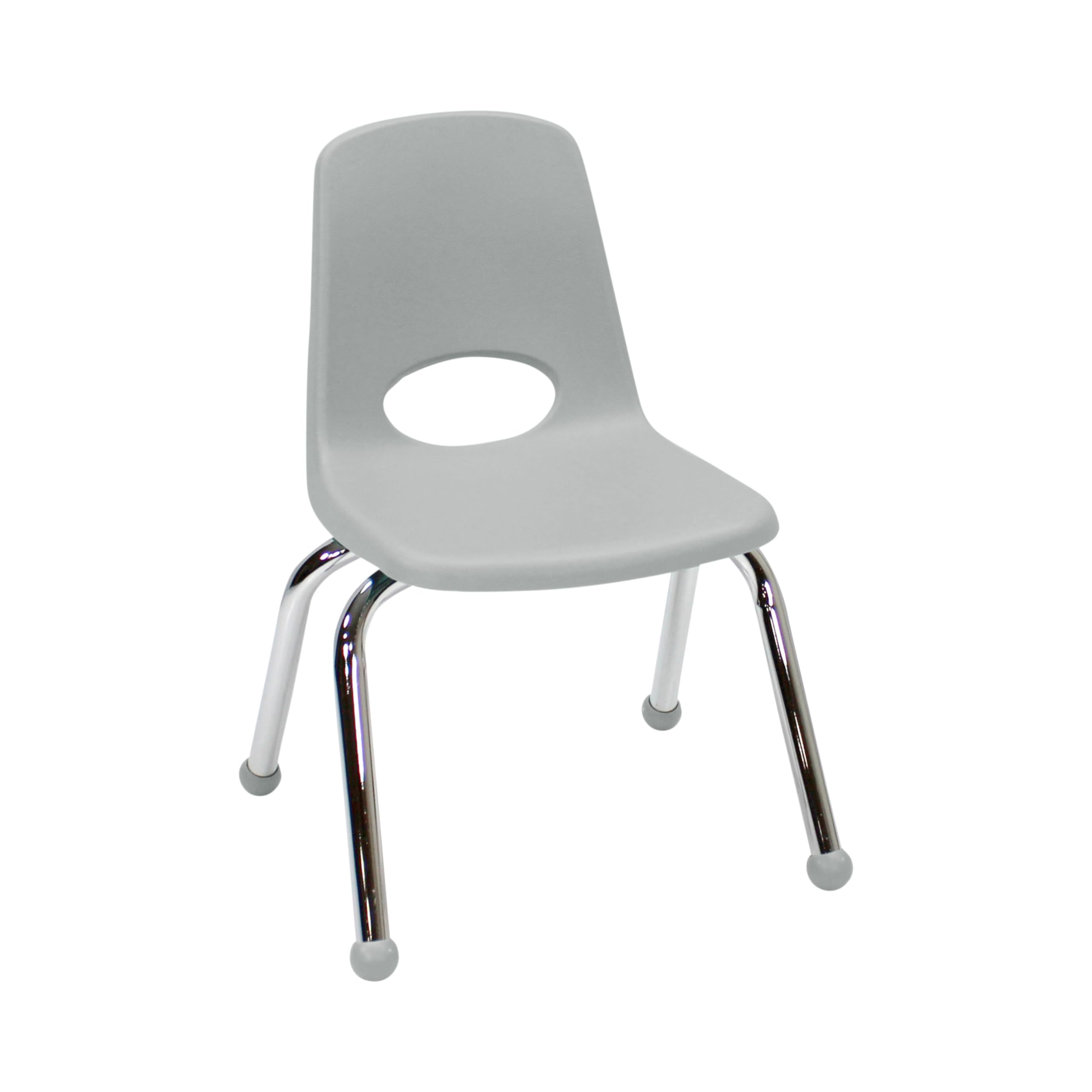 FDP 12" School Stack Chair,Stacking Student Seat with Chromed Steel Legs and Ball Glides for Classroom, Homeschool or Learning Space - Light Gray, 11556-LG