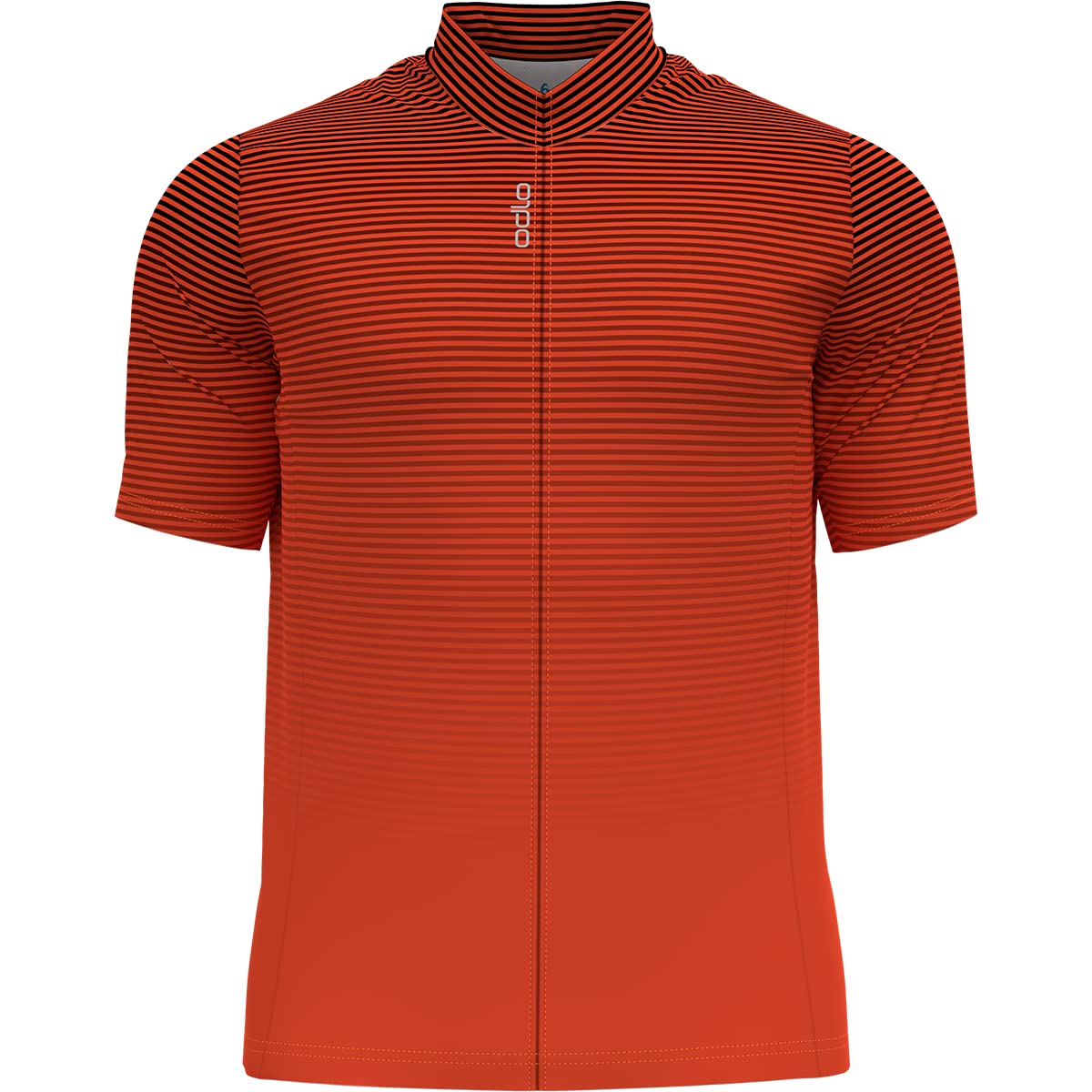 Odlo Herren Essential Print Radtrikot, Black - Exuberant orange, L
