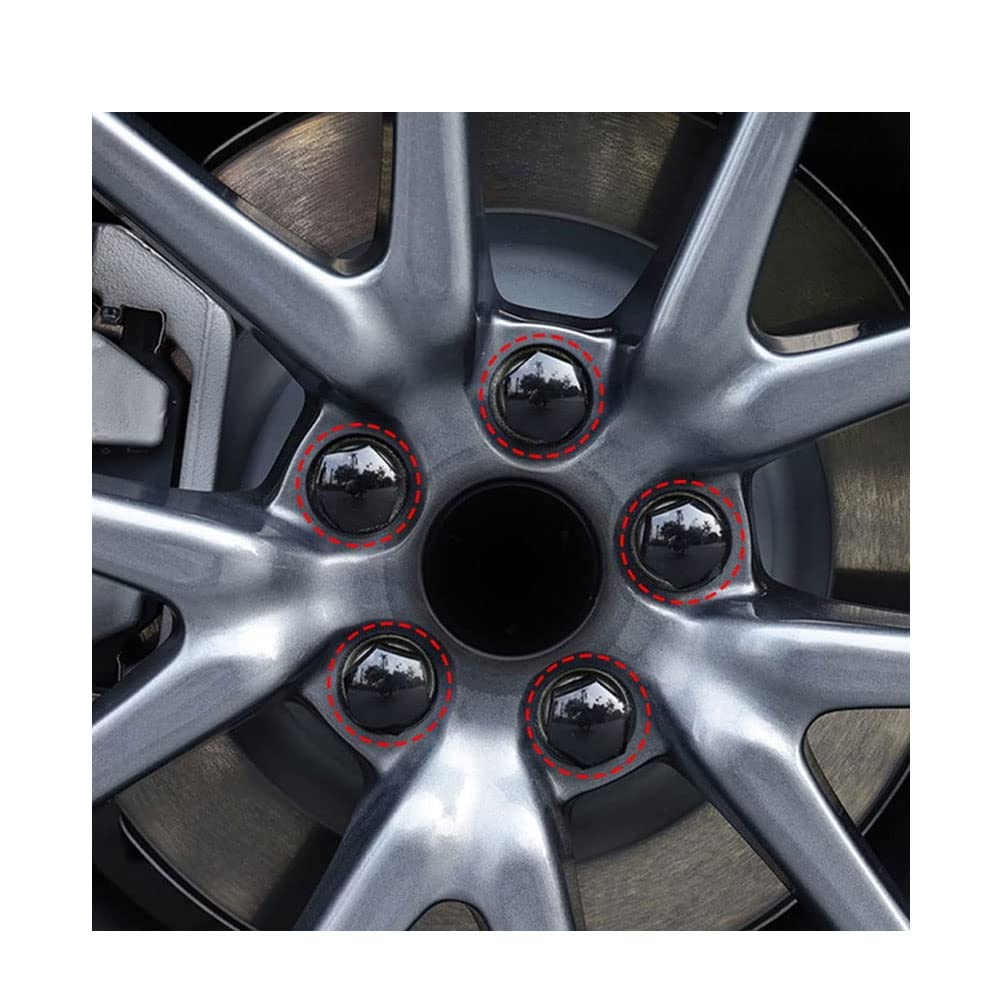 OINTJWWO 20 Pièces Cache Ecrou Voitures Pour Citroen C5 C4, Hexagonal Capuchons D'éCrou De Roue Boulon Couvercle Cache-écrous Antipoussière Accessoires,A/Black-21mm