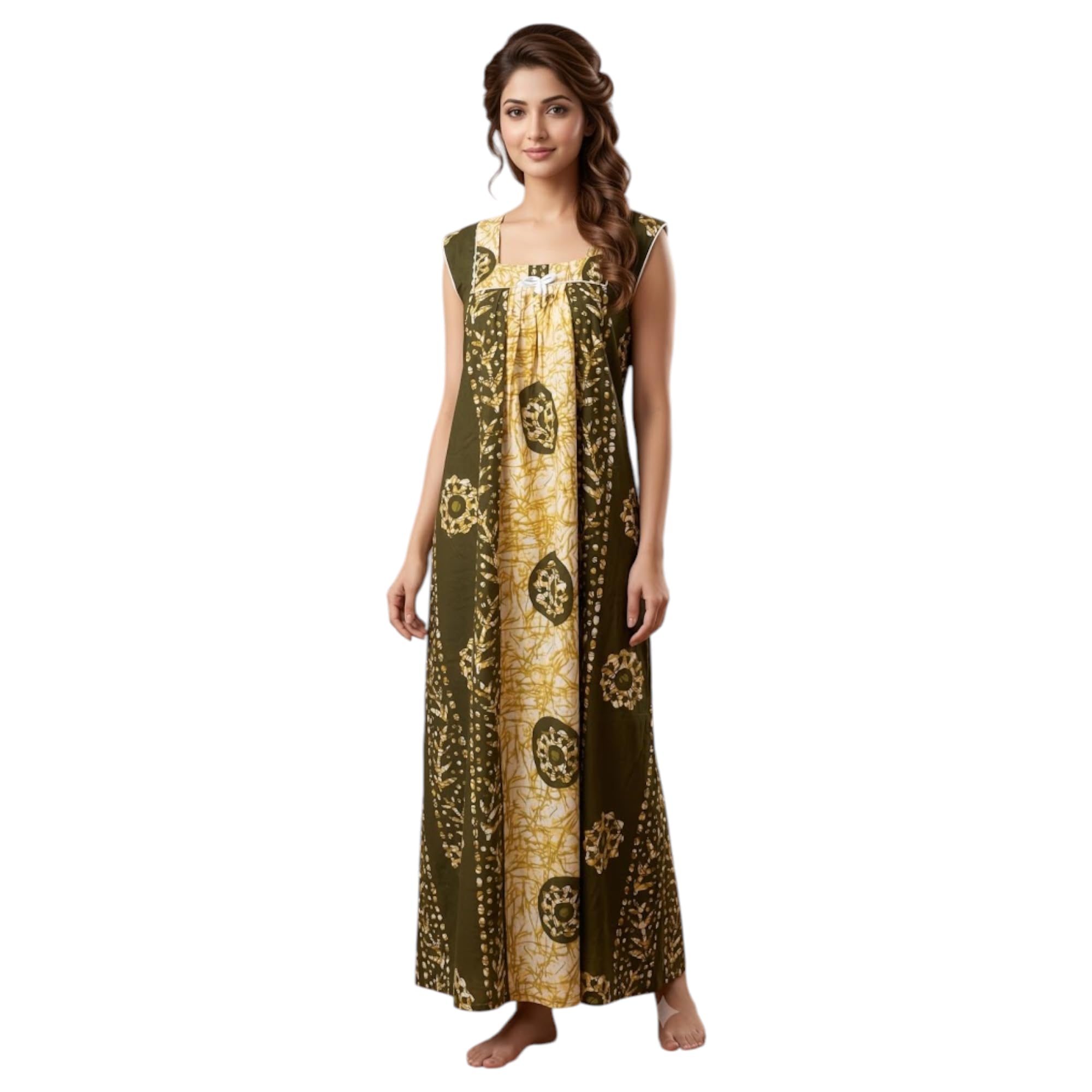 Women 2XL Sleeveless Cotton Nighty | 60-Inch Length | Chest 48 | Shoulder 17 | Soft Premium Cotton Night Dress for Women | Comfortable Long Night Gown-image-8