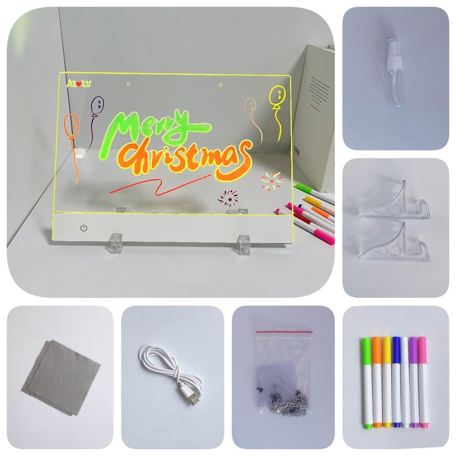 Table de dessin LED rechargeable de 35 cm avec lumière modifiable 7 couleurs RVB transportable - Cadeau créatif pour enfants et jeunes - Planche à dessin portable pour enfants