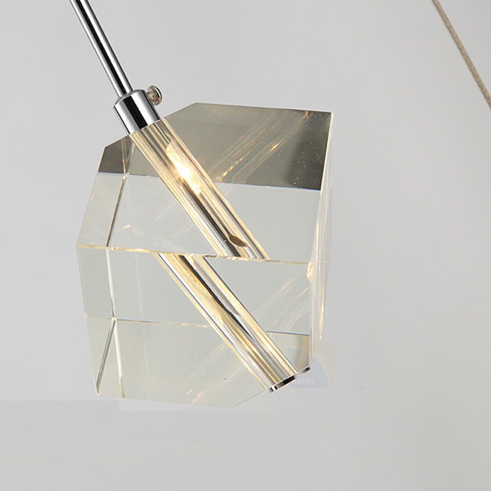 Feekenbu Modern Crystal Pendant Chandelier Lighting for Island with 5 Square Shade and LED Bulbs