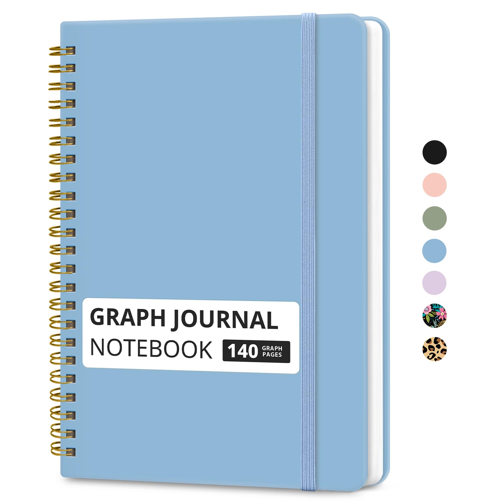 Taja Graph Spiral Notebook for Work, 5.7"x7.9" Squared Graph Paper Notebook