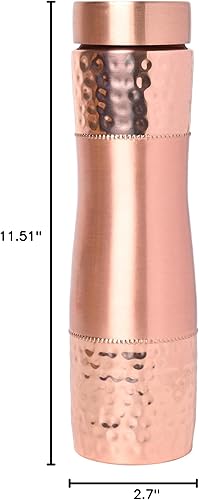 Miniatura 10 de Botella de agua de cobre puro de boca ancha, capacidad de 33.8 fl oz (33.81 onzas líquidas) para beneficios de salud ayurveda (liso)