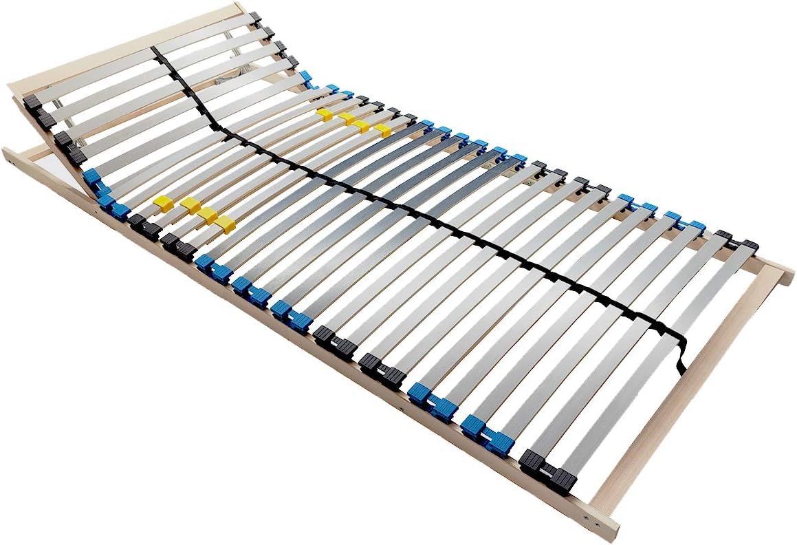 BMM Lattenrost 100x200 cm Standard 28 Leisten/Kopfteilverstellung/TÜV Zertifiziert/7 Zonen/Selbstmontage/für alle Matratzen/Höhe 10 cm/Lattenroste produziert in Deutschland
