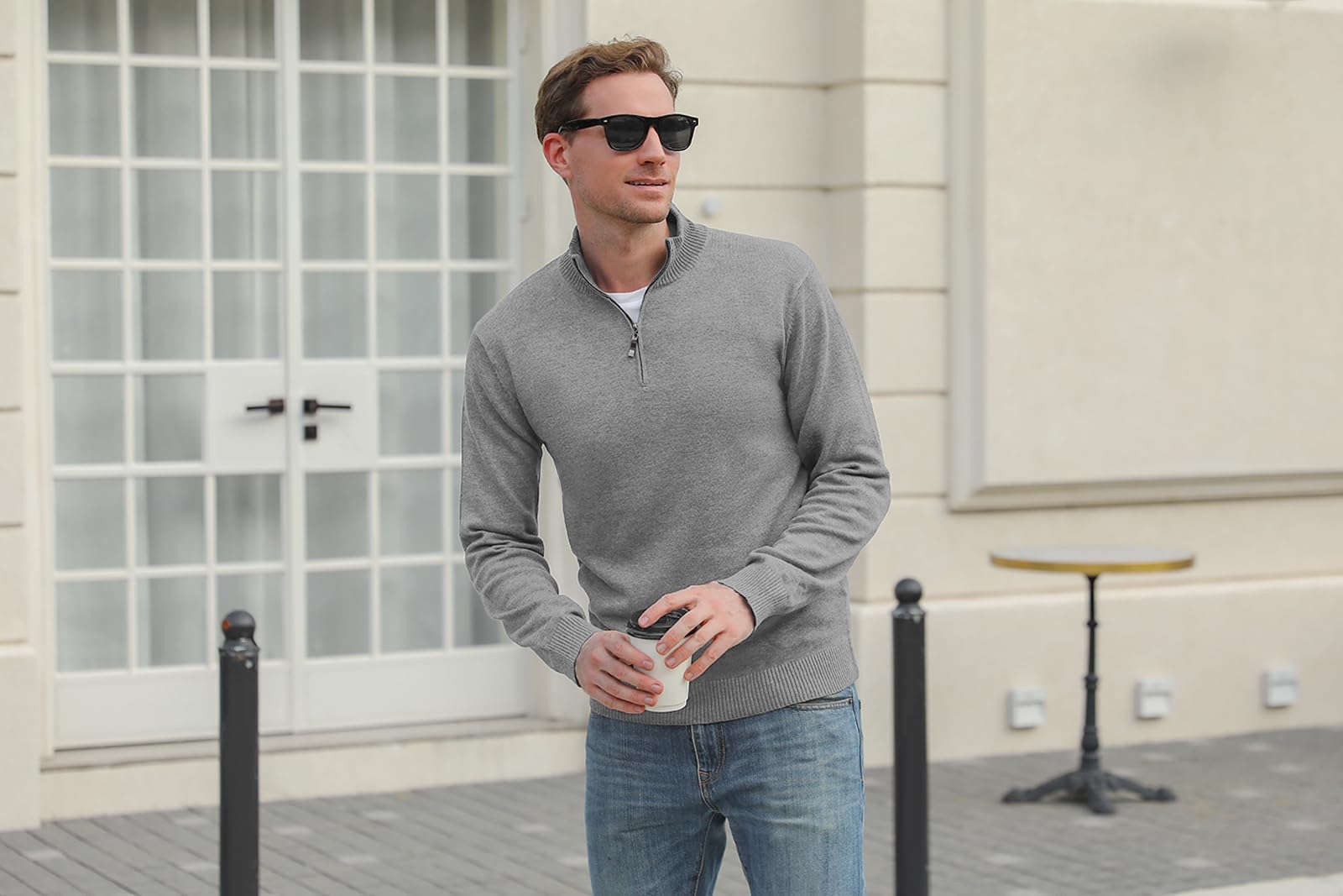 iClosam Maglione Uomo Invernali Collo Alto con Zip Pullover Giacca in Maglia Maglione Pullover Invernale Tenere Caldo