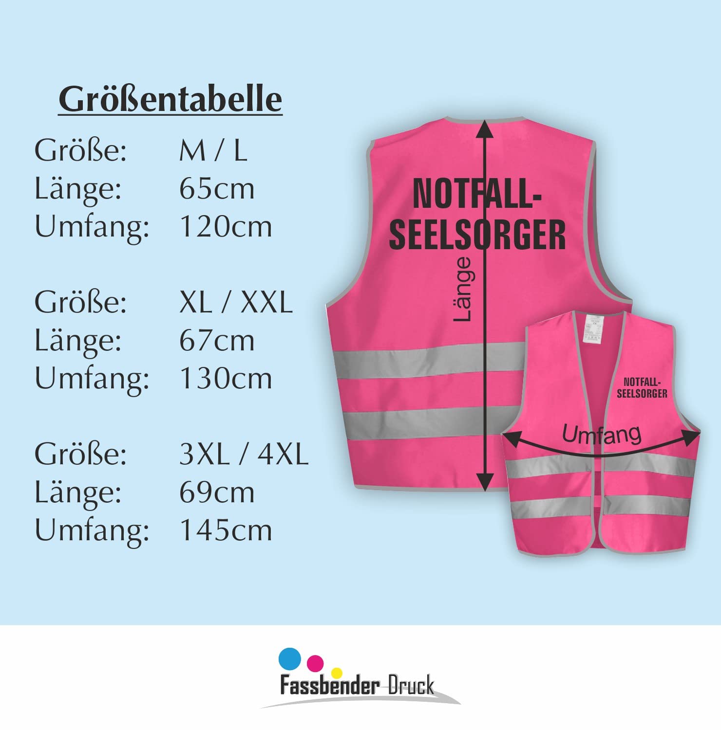 Sicherheitsweste GELB Warnweste nach EN ISO 20471 zertifiziert - Warn Weste NOTFALLSEELSORGER - Unisex mit hochwertigem Reflektorstreifen