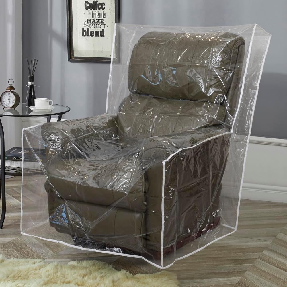 STONECREST Plastic Recliner Chair Cover - Clear Vinyl Waterproof, Pet Scratching Furniture Protector, Heavy Duty Thickness Slipcover for Storage and Moving 42" W (1 Pack, Large)