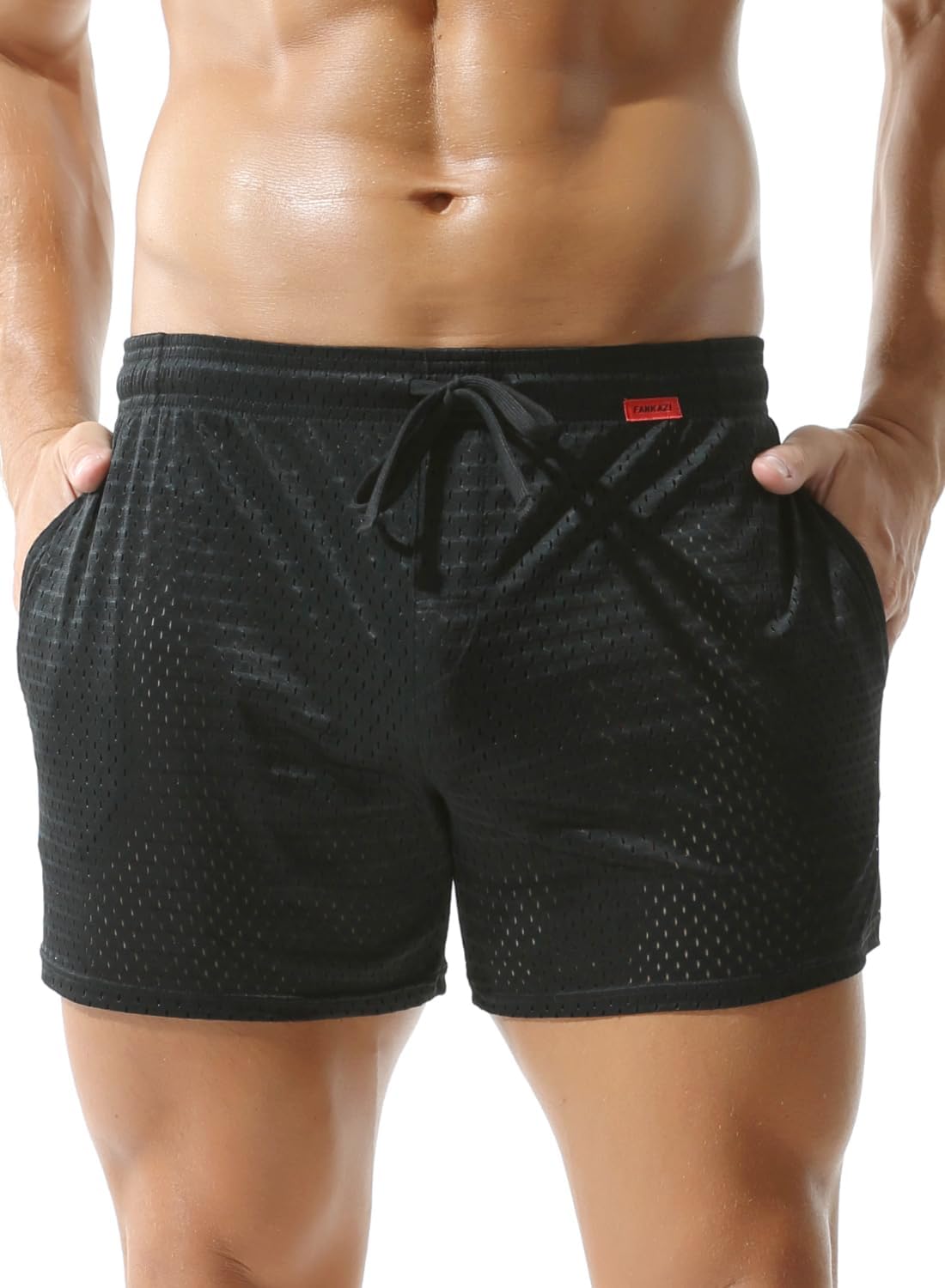 MZIOK Men's Sexy Mesh Shorts 3 Inch Fitness Quick Dry Shorts with Pockets for Workout or Casual Wear
