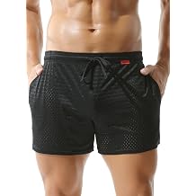 MZIOK Mens Sexy Mesh Shorts 3 Inch Fitness Quick Dry Shorts with Pockets for Workout or Casual Wear