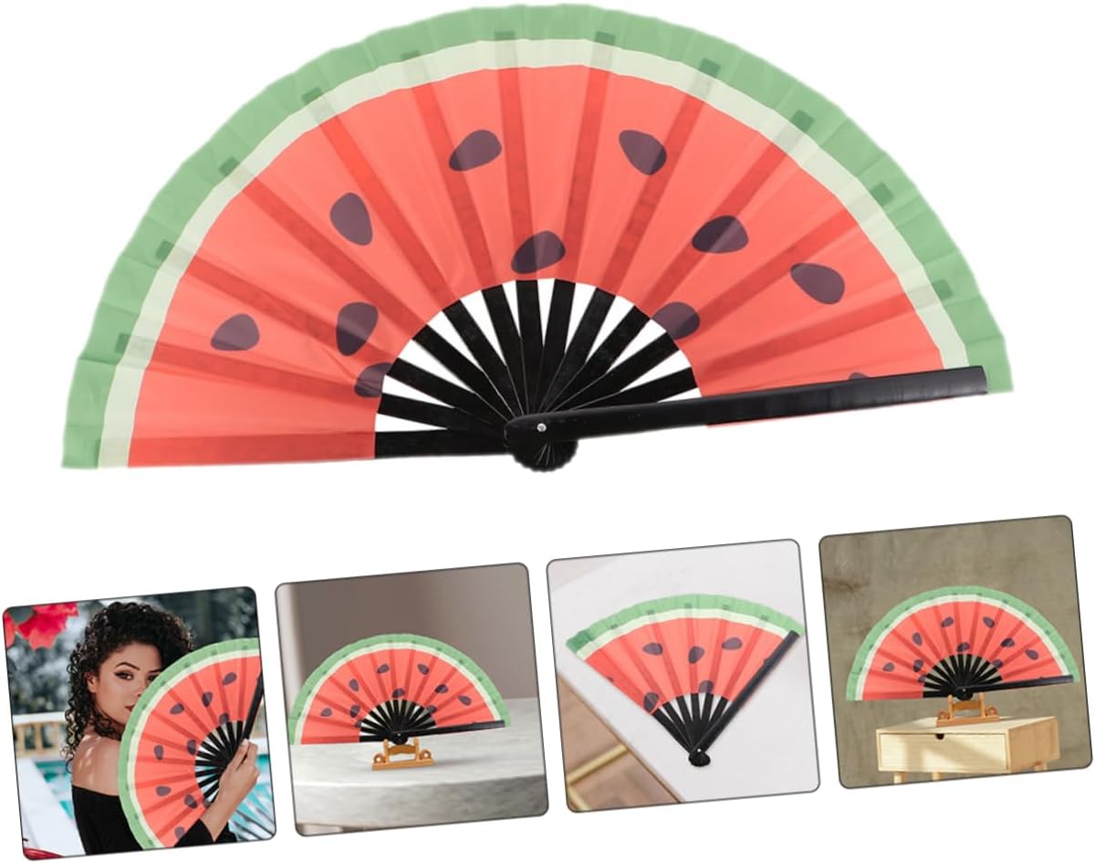 2Pcs Vintage Watermelon Folding Fan Handheld Japanese Style Performance Fan for Parties Festivals Dance Durable Portable Stylish Design