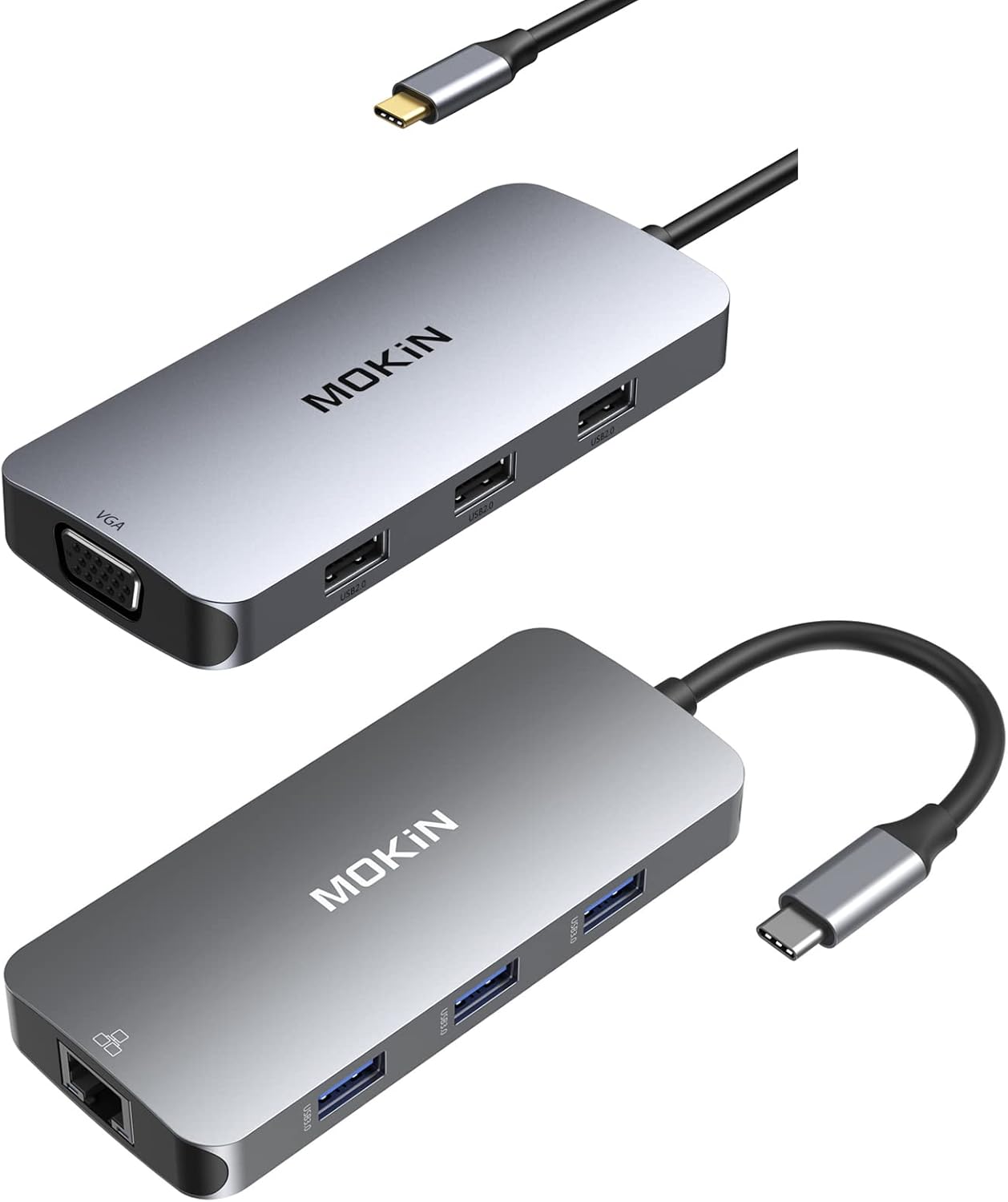 USB C hub, USB C to Dual HDMI Adapter, 7 in 1 USB C Docking