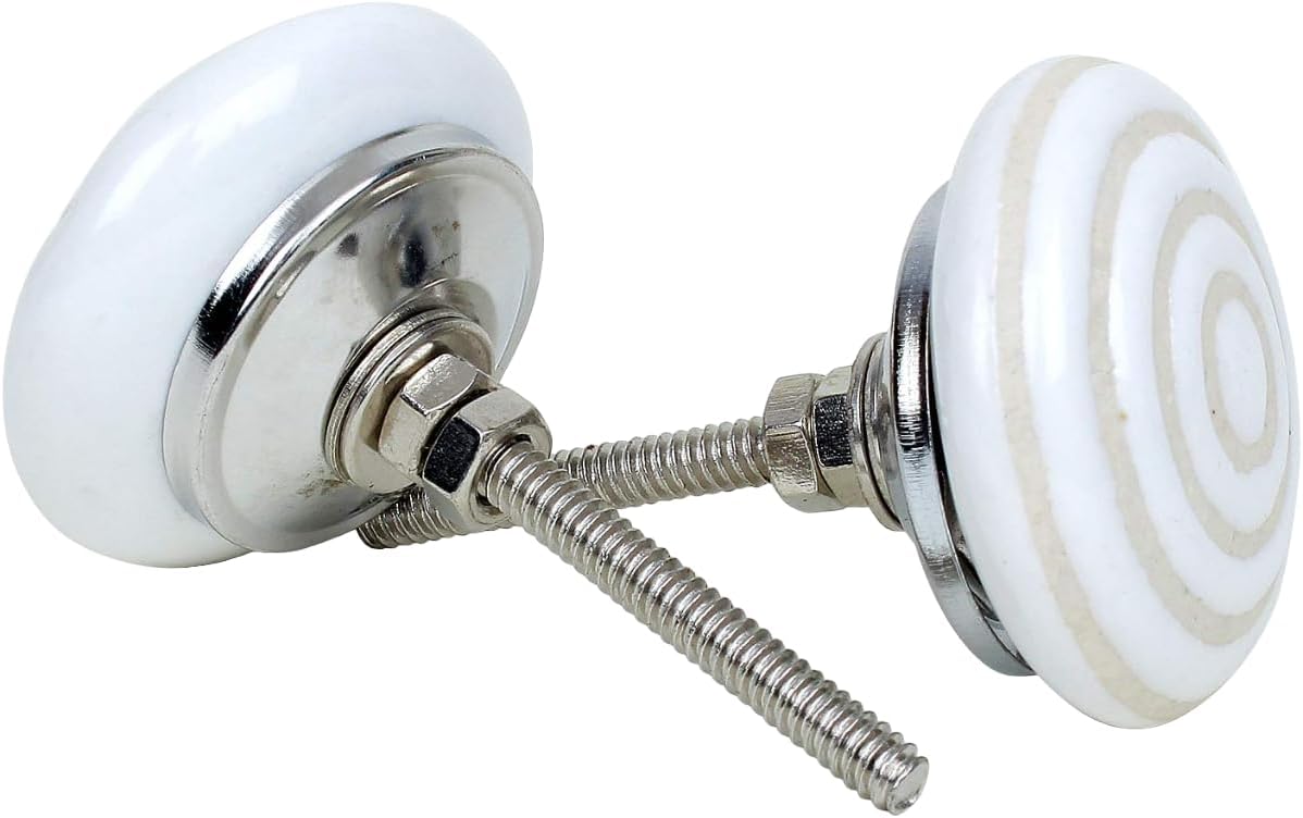 Ajuny Set of 20 Ceramic Knobs White for Dresser Drawers Chest Cupboard Bathroom Cabinet Kitchen and Furniture Handmade Vintage Handles Pull Decorative Knobs
