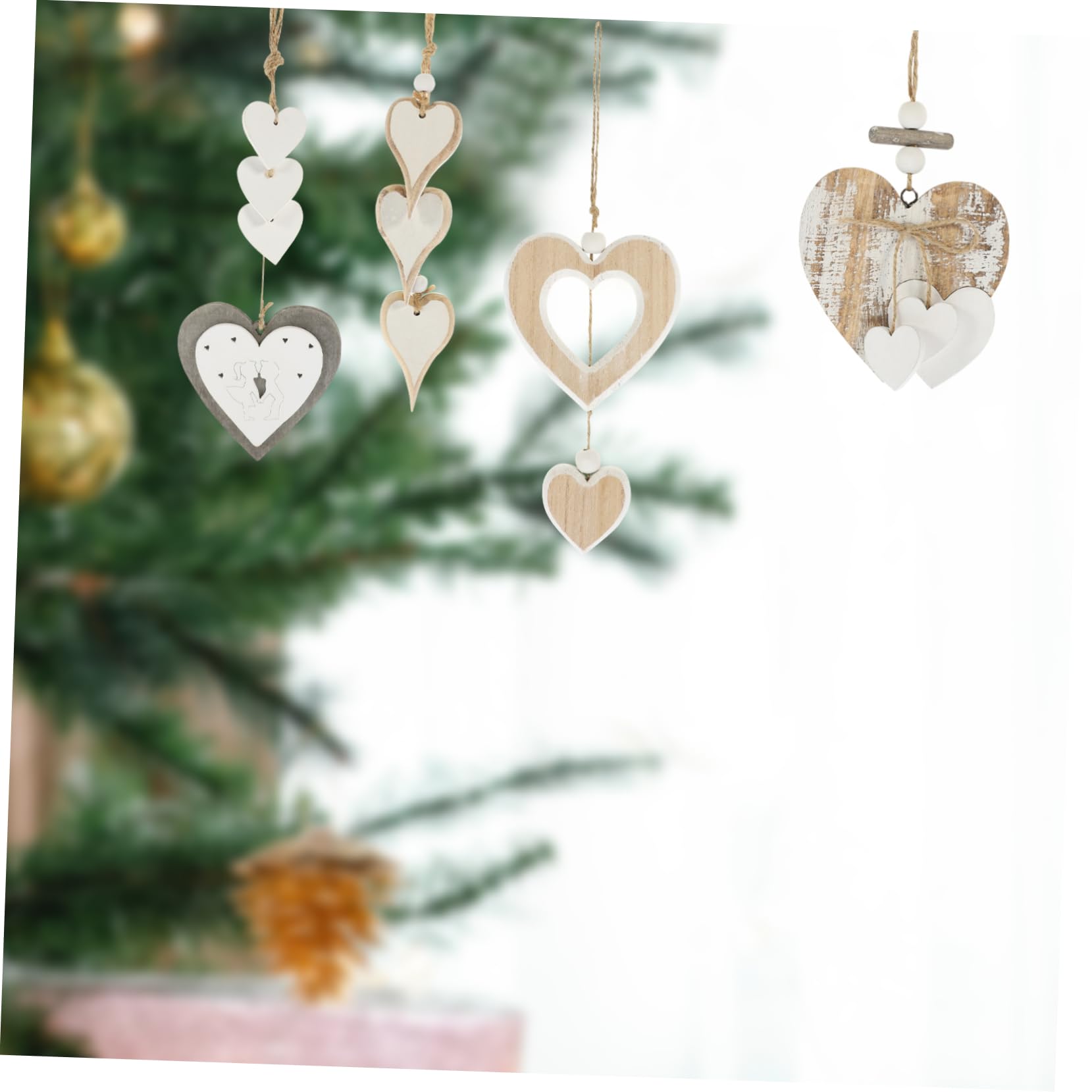 3sets Ornamenti Legno Forma Di Cuore Per Decorazioni Romantiche Pendant Da Appendere Per Matrimonio e Per Decorazioni Natalizie e Festive Casa