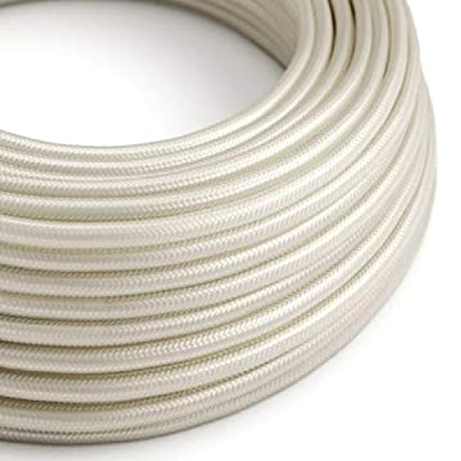DC VOLTAGE 5M Vintage 2 Core Round Cable Fabric Cloth Covered Electrical Wire, 16.4FT 2 Conductors 18 Gauge textile electric cable Wire coated in colored vintage for Lighting DIY Project (Ivory)
