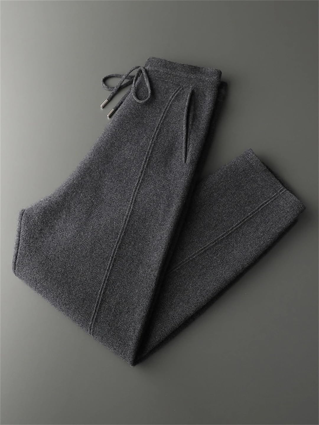 Men’S Cashmere Harem Pants Knit Elastic Waist Soft Warm Casual Lounge Trousers